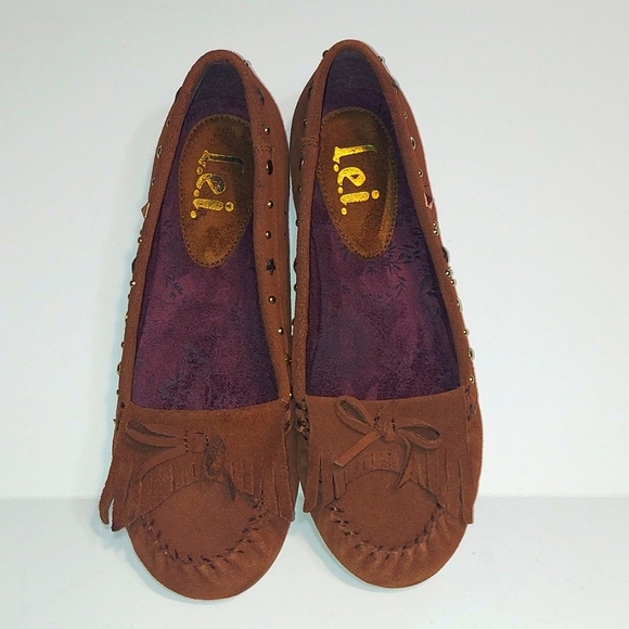 Lei Fallon Studded Suede Moccasins - Picture 2 of 5